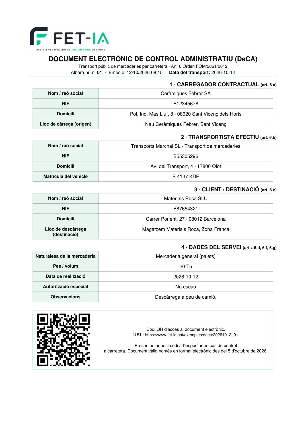 DeCA d'exemple